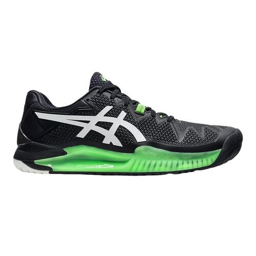 ASICS Mens Gel-Resolution 8 Clay Tennis Shoes Herringbone Sole in Black/Green Gecko