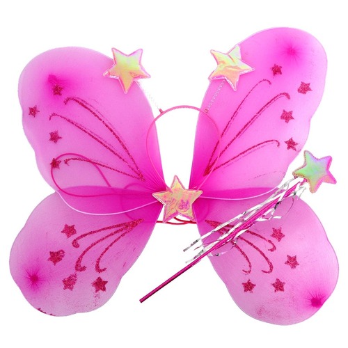 Girls Kids Angel Fairy Butterfly Wing Fancy Princess Party Costume - Hot Pink