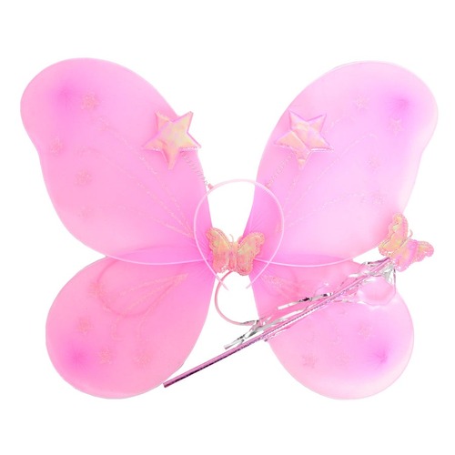 Girls Kids Angel Fairy Butterfly Wing Fancy Princess Costume Party - Light Pink