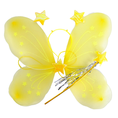 Girls Kids Angel Fairy Butterfly Wing Fancy Princess Dress Up Party Costume Prop - Yellow