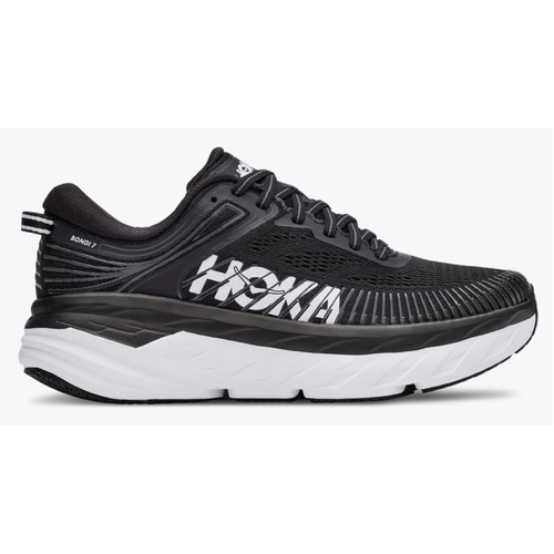 Hoka Womens Bondi 7 Wide Athletic Sneakers Runner Comfort Shoes-  Black/White