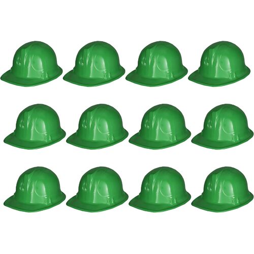 12x Kids Builder Hats Construction Costume Party Helmet Safety Cap Childrens - Green