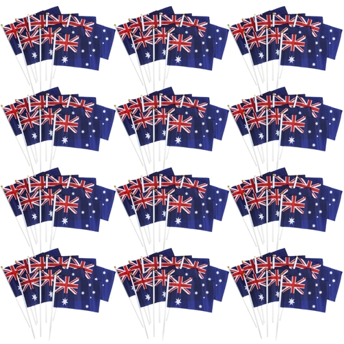 12x Australian Hand Flags – Set of 8 (14cm x 21cm) – Perfect for Australia Day Celebrations