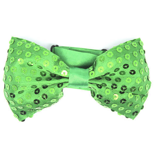 GLITTER SEQUIN BOW TIE Costume Fancy Dress Dance Fancy Shiny Party Bowtie - Green