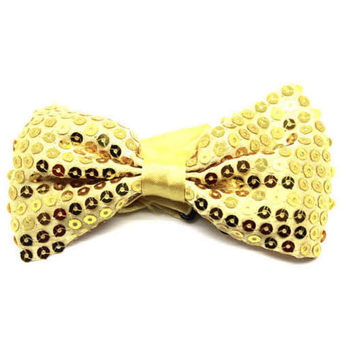 GLITTER SEQUIN BOW TIE Costume Fancy Dress Dance Fancy Shiny Party Bowtie - Yellow