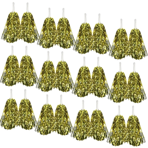 Yellow Metallic Cheerleading Pom Poms – Set of 12 with Easy-Grip Handles Australia Day