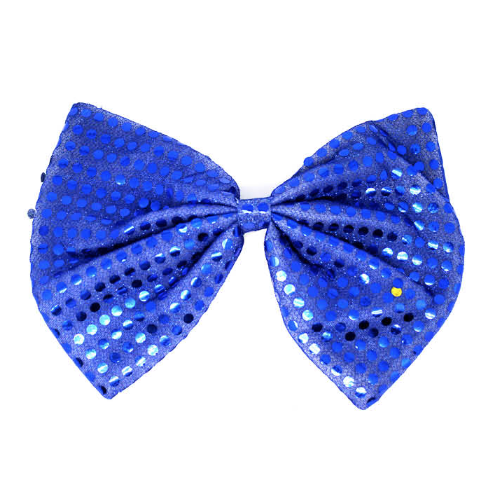 LARGE BOW TIE Sequin Polka Dots Bowtie Big King Size Party  Costume - Blue