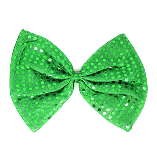 LARGE BOW TIE Sequin Polka Dots Bowtie Big King Size Party  Costume - Green