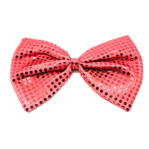 LARGE BOW TIE Sequin Polka Dots Bowtie Big King Size Party  Costume - Red