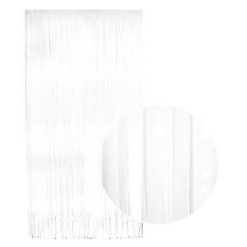 Tinsel Curtain Foil Metallic Fringe Backdrop Party Door Decorations - (200cm x 100cm) - White