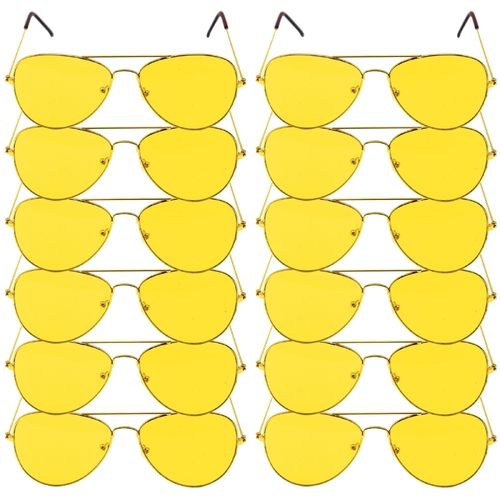 12x Yellow Aviator Party Glasses – Fun Novelty Accessory Australia Day Green Gold Bulk