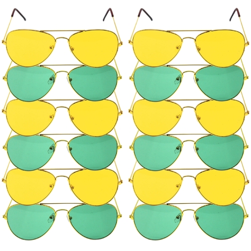 Green and Yellow Aviator Party Glasses – Fun Novelty Set for Events