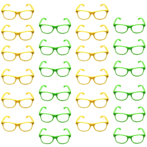 Green and Yellow Party Glasses with Clear Lenses – Fun 80s Australia Day or Costume Glasses (Set of 24)