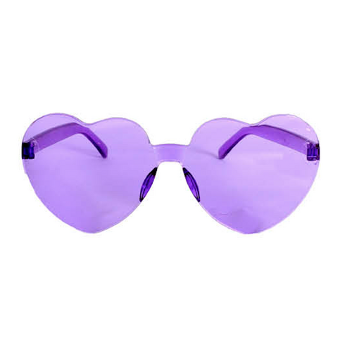 Party Sun Glasses Perspex Hearts Costume - Purple