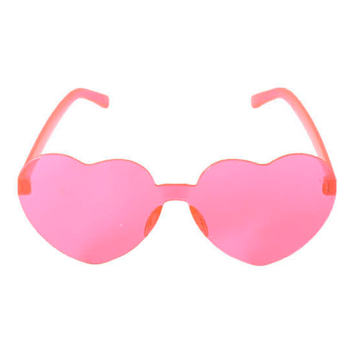 Heart Sun Glasses Metal Frame Costume - Pink