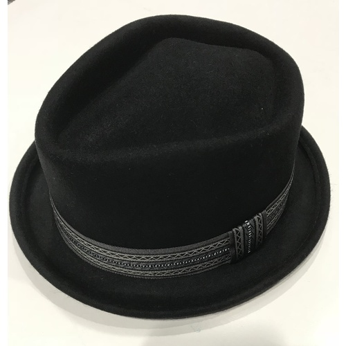  Mens Wool Felt Mr Parker Fedora Hat Warm Winter - Black