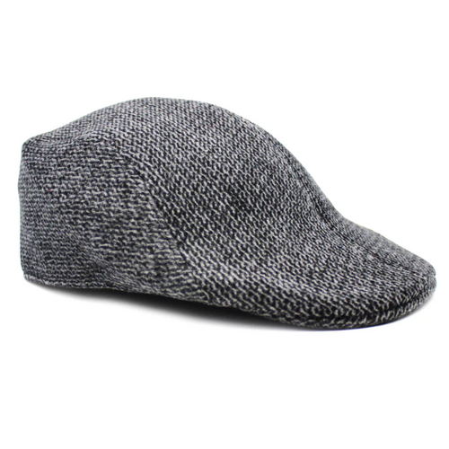 Mens Herringbone Driving Cabbie Hat Gatsby 20s Ivy Cap Flat Newsboy - Grey