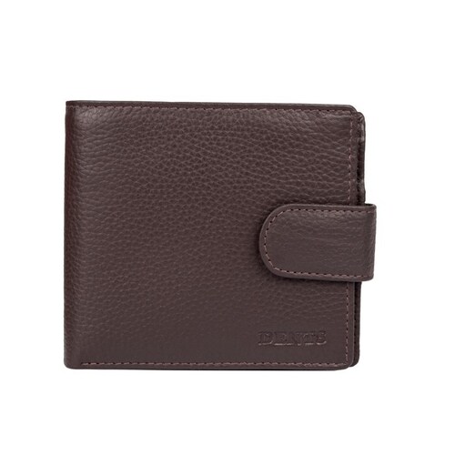 Dents RFID Pebble Grain Billfold Press Stud Wallet - Chocolate