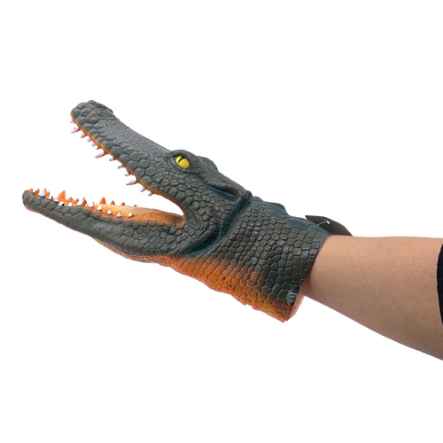 Realistic Crocodile Hand Puppet Multi-Colored Durable Rubber Toy for Kids & Adults