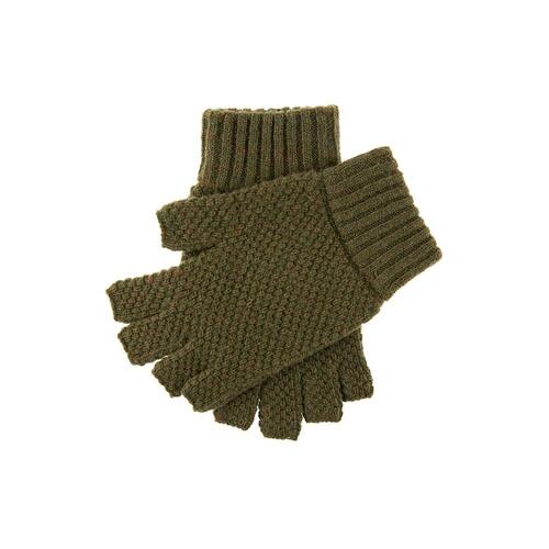 Dents Lanber Mens Tuckstitch Half Finger Unlined Wool Shooting Gloves - Olive