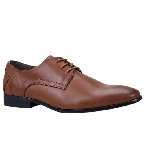 Grosby Mens Andrew Lace Up Dress Formal Shoes Synthetic Leather - Tan Brown