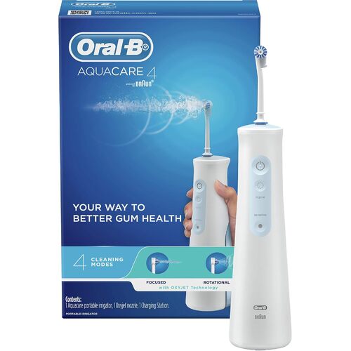 Oral-B Aquacare Irrigator 4 Water Flosser, Cordless and Rechargeable, Oxyjet Technology, 4 Cleaning Modes