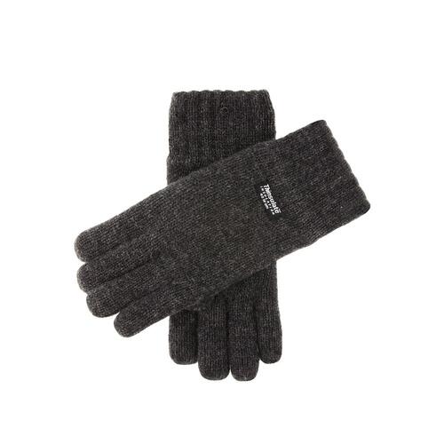 DENTS Mens 3M Thinsulate Lined Wool Knitted Gloves Rib Cuff in Charcoal