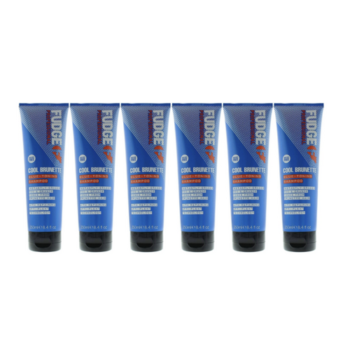 6x Fudge 250ml Blue Toning Shampoo - Erases Red & Orange from Cool Brunette Hair