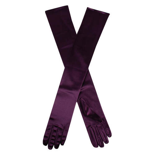 Dents Womens Long Opera Satin Gloves in Amethyst