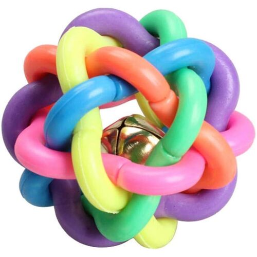 Pet Dog Cat Toy Colorful Rubber Round Ball with Bell Toy 