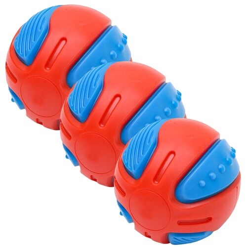 3x Dog Squeaky Ball Fun Training Indestructible Tooth Cleaning Puppy 8cm