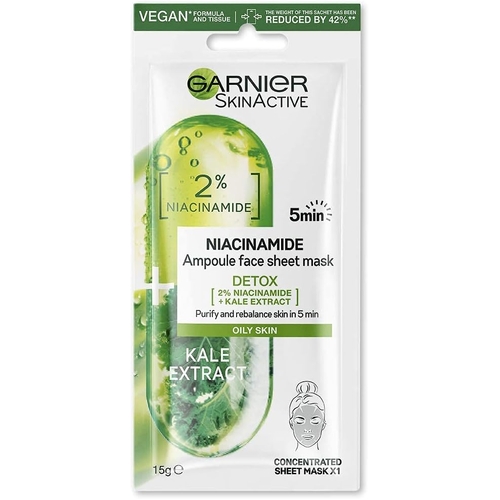 Garnier 15g Skin Active Ampoule Sheet Mask Kale/ Niacinamide