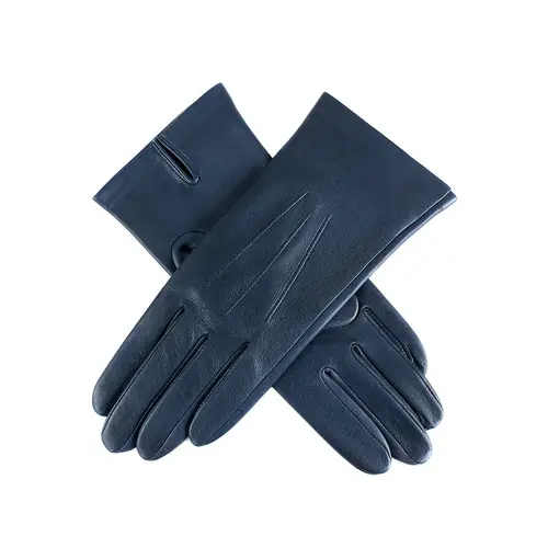 Dents Womens Three Point Leather Gloves in Navy