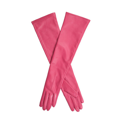 Dents Womens Long Above-Elbow Lined Leather Gloves in Sorbet