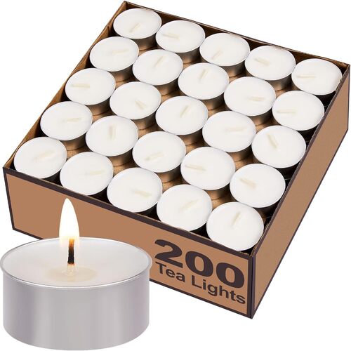 200pcs TEA LIGHT CANDLES 9 Hour Burn Tealight Wedding Smokeless Crystal Wax BULK