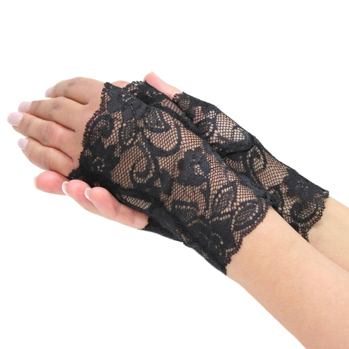 Dents Womens Lace Fingerless Mittens Gloves Ladies - Black