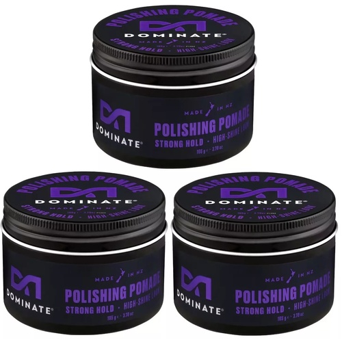 3x Dominate Polishing Pomade Strong Hold High Shine 105g