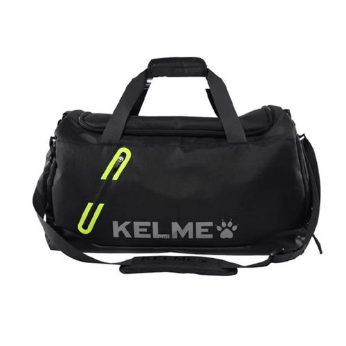 KELME Duffel Gym Football Soccer Duffle Bag - Black/Neon Green