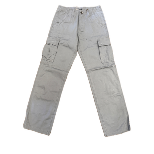 Mens 100% Cotton Cargo Pants Relaxed Easy Fit Straight Leg in Light Grey