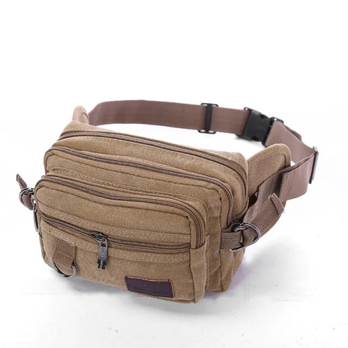 LARGE CANVAS BUM BAG Wallet Waist Pouch Travel Pocket Belt Storage in Camel