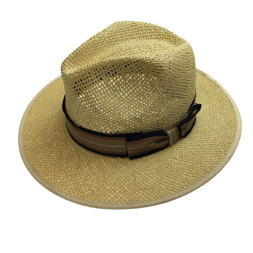 Openweave Paper Panama Hat w Band Fedora Summer Wide Brim Hat Sun 2470 Sturdy