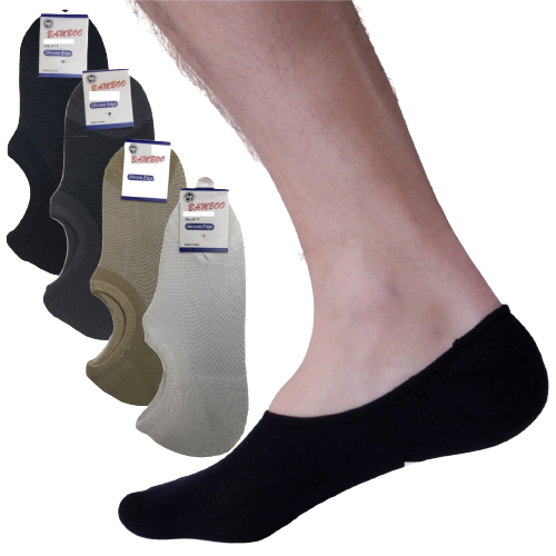 6x Pairs No Show Bamboo Socks Non-Slip Heel Grip Low Cut Invisible Footlet New