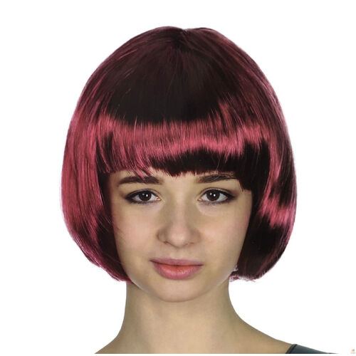 Bob Wig Costume Short Straight Fringe Cosplay Party Full Hair Womens Fancy Dress - Burgundy