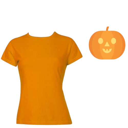 Womens HALLOWEEN T Shirt 100% COTTON Blank Tee Costume Ladies Party - Pumpkin Colour