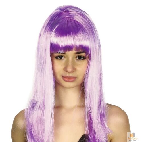 LONG WIG Straight Party Hair Costume Fringe Cosplay Fancy Dress 70cm Womens - Light Purple (22457)