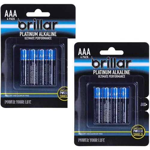 8x AAA Platinum Alakaline Batteries Long Lasting Power Home