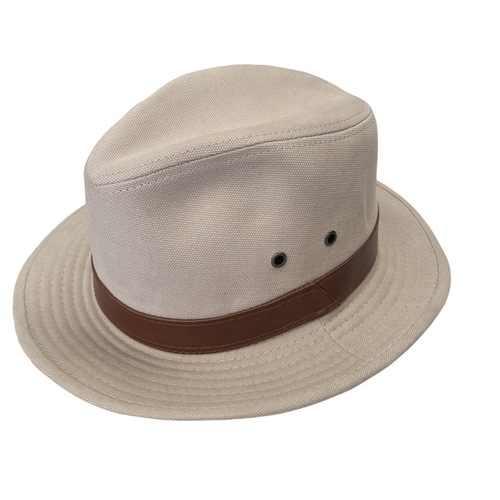 Scala Canvas Cotton Panama Fedora Hat Cap - Sand