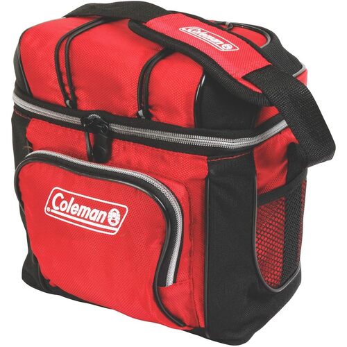 Coleman 9 Can Soft Cooler Insulated Outdoor Camping Picnic Bag - Red/Black