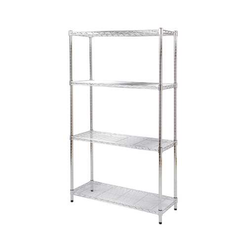 Pinnacle 4 Tier Chrome Wired Shelving Rack Storage Organizer - 1600x900x 300mm in Silver