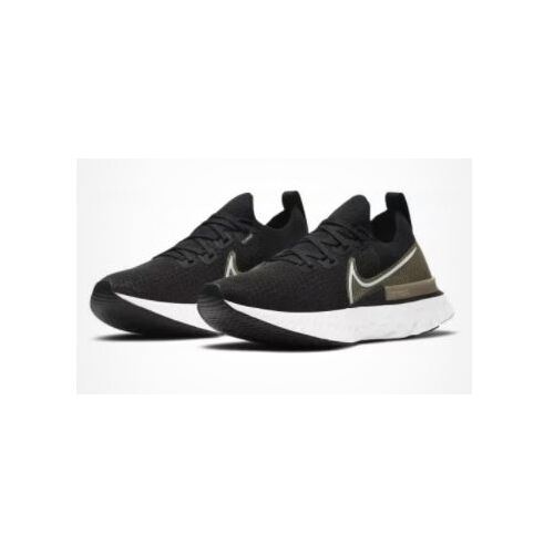 Nike Womens React Infinity Run Flyknit Premium - Black/White-MTLC Gold Silk